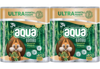 Aqua 3 Katlı 2x40'lı Rulo Tuvalet Kağıdı