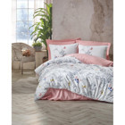 Cotton Box Cathi Pamuk Dört Mevsim 200 x 220 cm Desenli Çift Kişilik Nevresim Takımı Somon Rengi