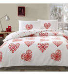Taç Cordelia Pamuk Dört Mevsim 200 x 220 cm Desenli Çift Kişilik Nevresim Takımı Kırmızı