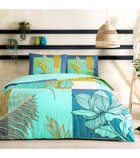 Taç Monstera Pamuk Dört Mevsim 200 x 220 cm Desenli Çift Kişilik Nevresim Takımı Mint