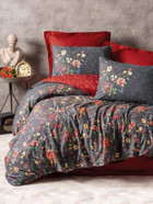 Cotton Box Feminen Sierra Pamuk Dört Mevsim 200 x 220 cm Desenli Çift Kişilik Nevresim Takımı Bordo Gri