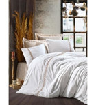 Cotton Box Ines Pamuk Dört Mevsim 200 x 220 cm Nakışlı Çift Kişilik Nevresim Takımı Bej