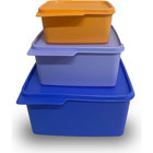 Tupperware 3 Parça Kare Plastik Saklama Kabı