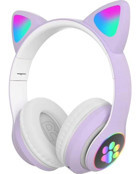 Karler Bass STN28 Tek Mikrofonlu 5.0 Işıklı Silikonsuz Oyuncu Kablosuz Kulak Üstü Bluetooth Kulaklık Lila