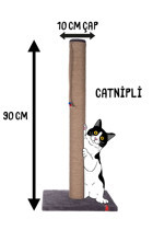 Pugalo Oyuncaklı Kedi Otlu 90 cm Kedi Tırmalama Direği Antrasit