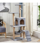 Nursoft Oturaklı Oyuncaklı Katlı 125 cm Kedi Tırmalama Evi