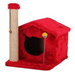 Misspet Oyuncaklı 50 cm Kedi Tırmalama Evi Kırmızı