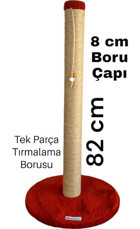 Lena Pet Yuvarlak Oyuncaklı 82 cm Kedi Tırmalama Direği Kırmızı