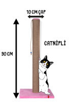 Pugalo Oyuncaklı Kedi Otlu 90 cm Kedi Tırmalama Direği Pembe
