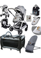 Baby Home Çift Yönlü Katlanır 360 Derece Dönebilen Tam Yatar Travel Sistem Bebek Arabası Gri