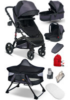 Baby Home Çift Yönlü 360 Derece Dönebilen Tam Yatar Travel Sistem Bebek Arabası Gri-Siyah