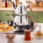 Schafer Tea Chef Çelik Ahşap Kulplu Çaydanlık Gümüş