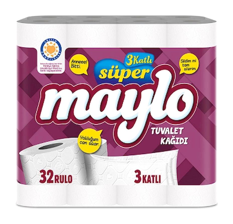 Maylo 3 Katlı Renkli 4x32'li Rulo Tuvalet Kağıdı