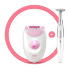 Braun Silk-Epil 3 3321 Yüz Genital Bölge Tüm Vücut Bıyık Koltuk Altı Sakal Bacak için Kablolu Işıklı Epilatör Pembe