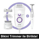 Braun Silk-Epil 5 5825 Tüm Vücut Koltuk Altı Bacak için 28 Cımbızlı Kablolu Işıklı Islak Kuru Epilatör Beyaz - Mor