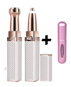 Markafox Luxury Yüz Genital Bölge Kaş Bıyık Koltuk Altı Sakal Bacak için 2 Cımbızlı 2 Başlıklı Kablosuz Işıklı Epilatör Gri