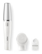 Braun FaceSpa SE810 Yüz Genital Bölge Koltuk Altı Bacak için 10 Cımbızlı Çift Başlıklı Kablosuz Epilatör Beyaz