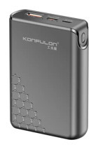 Konfulon A6Q 10000 mAh Hızlı Şarj Dijital Göstergeli Micro USB Type C Çoklu Bağlantı Powerbank Siyah