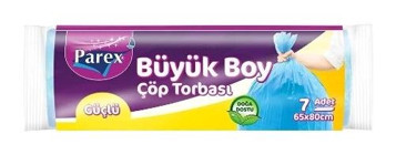 Parex Güçlü Büyük Boy 65x80 cm Çöp Poşeti 7 Adet Mavi