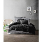 Cotton Box Pamuk Dört Mevsim 200 x 220 cm Çift Kişilik Çarşaflı Düz Nevresim Takımı Gri-Siyah