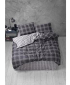Casa Carina Pamuk Dört Mevsim 200 x 220 cm Çift Kişilik Çarşaflı Desenli Nevresim Takımı Antrasit