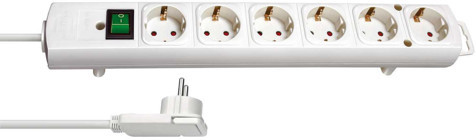 Brennenstuhl Comfort-Line Plus Kalın Anahtarlı 6'lı 2 m Uzatma Kablosu Beyaz