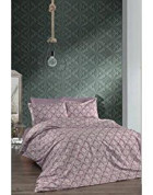 Maki Home Oryantal Pamuk-Polyester 160x220 cm Çarşafsız Geometrik Tek Kişilik Nevresim Takımı Lila