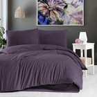 Schafer Gofre Soft Pamuk 160x220 cm Çarşaflı Düz Renk Tek Kişilik Nevresim Takımı Mürdüm