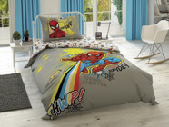 Taç Power Pamuk 160x220 cm Çarşaflı Spiderman Tek Kişilik Nevresim Takımı Gri