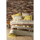Cotton Box Ethnic Magnus Pamuk 160x220 cm Çarşaflı Geometrik Tek Kişilik Nevresim Takımı Hardal