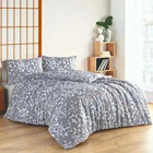 İpekçe Eva 4803-v7 Pamuk-Polyester 160x220 cm Çarşaflı Çiçekli Tek Kişilik Nevresim Takımı Gri