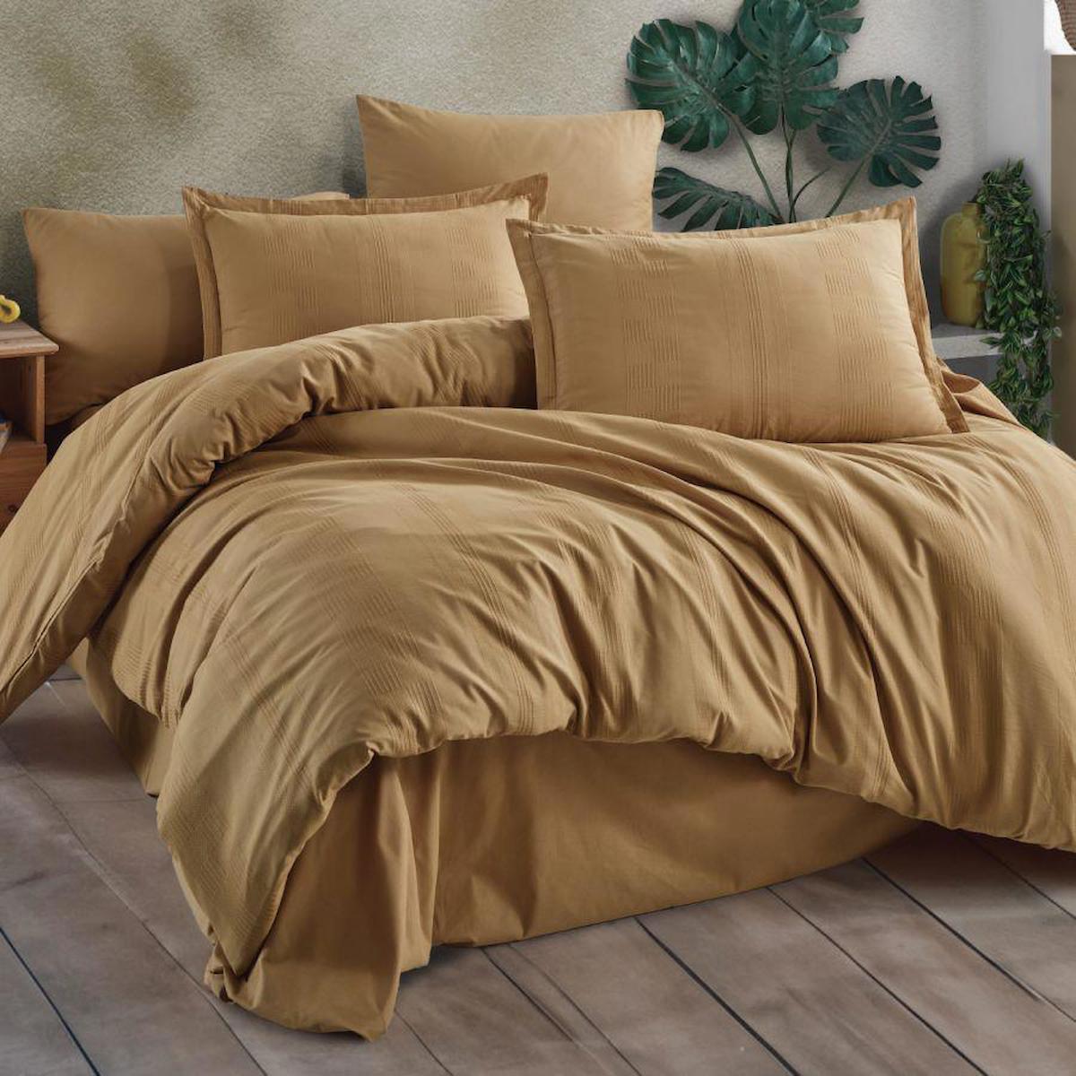 Clasy Unita Pamuk 160x220 cm Çarşaflı Düz Renk Tek Kişilik Nevresim Takımı Zencefil