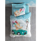 Cotton Box Junior Pamuk 160x220 cm Çarşaflı Ayıcık Tek Kişilik Nevresim Takımı Mavi