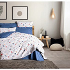 Cotton Box Minimal Pamuk 160x220 cm Çarşaflı Geometrik Tek Kişilik Nevresim Takımı Mavi