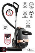 Stilevs Polo 800 W Yatay Turbo Başlıklı Kağıt Toz Torbalı Süpürge Siyah - Bakır