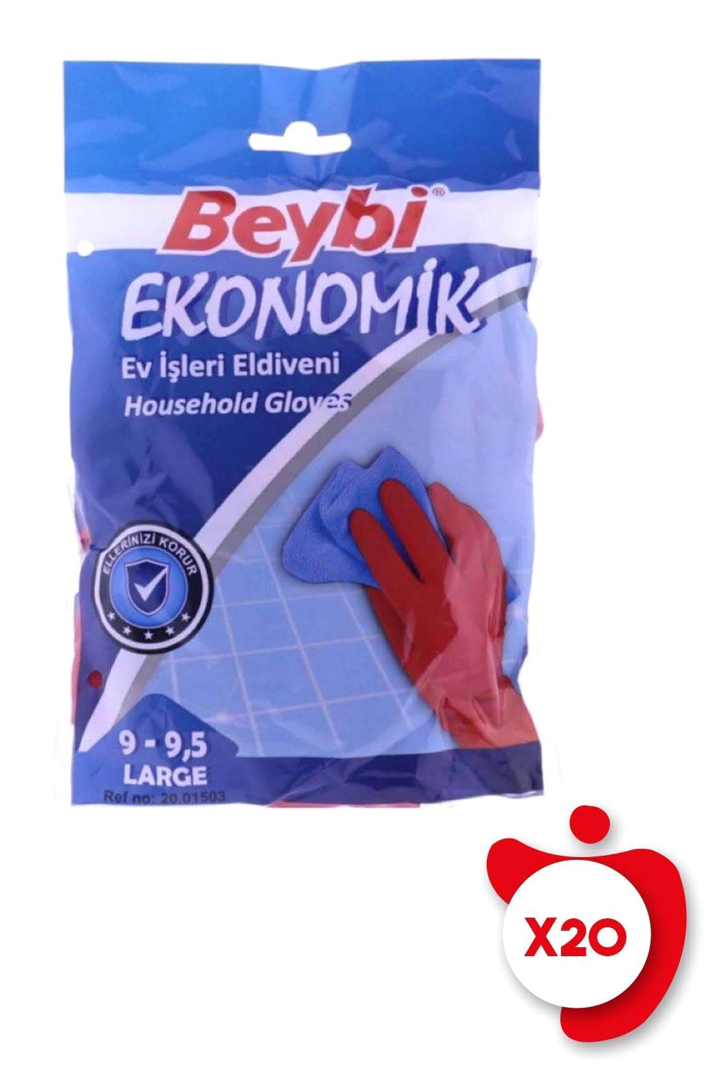 Beybi Kırmızı Large Temizlik Eldiveni 20 Paket