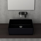 Bocchi Milano 1215-005-0125 Klasik Tekli 50 cm Seramik Tezgah Üstü Dikdörtgen Lavabo Parlak Siyah