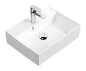Aqua Bagno Plan Tekli 38 cm Seramik Tezgah Üstü Kare Lavabo Beyaz