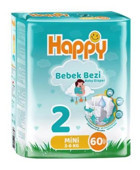 Happy 2 Numara Bantlı Bebek Bezi 60 adet