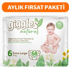 Giggles Natural 6 Numara Organik Bantlı Bebek Bezi 68 Adet