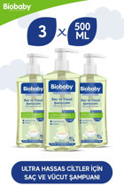 Biobaby Göz Yakmayan Hipoalerjenik Yenidoğan Hassas Ciltler Elma Özlü Bebek Şampuanı 3x500 ml