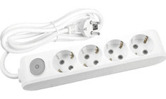 Avarson 3x1.5 TTR 3500 W Topraklı Anahtarlı 4'lü 6 m Uzatma Kablosu Beyaz