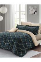 Monohome Gold Line Saten 4 Mevsim 200 x 220 cm Çarşaflı Desenli Çift Kişilik Nevresim Takımı Çok Renkli