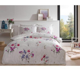 Taç Delux Komae Saten 4 Mevsim 200 x 220 cm Çarşaflı Çiçekli Çift Kişilik Nevresim Takımı Lila