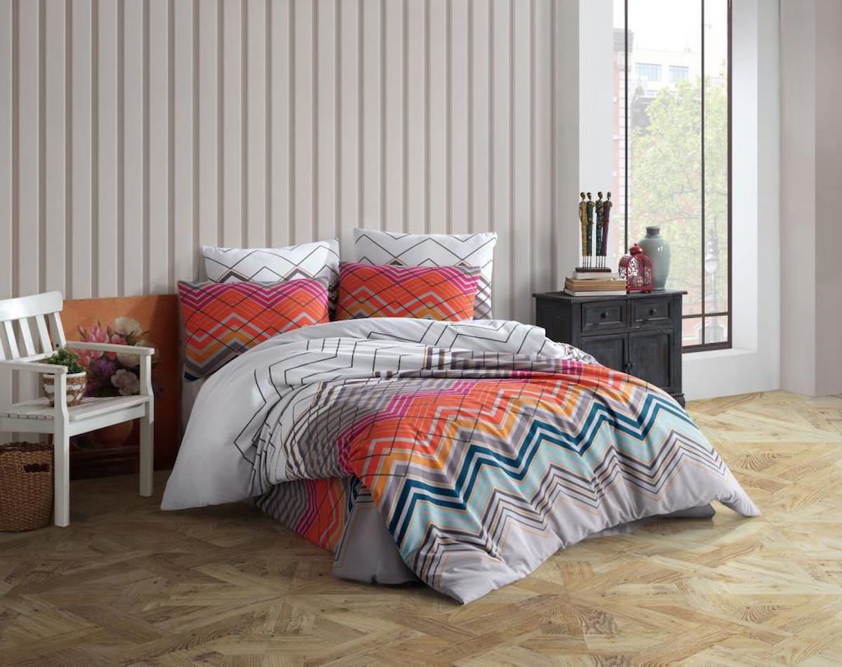 Nevresim Dünyası Çağrı Ranforce 4 Mevsim 200 x 220 cm Çarşaflı Lastikli Desenli Çift Kişilik Nevresim Takımı Gri