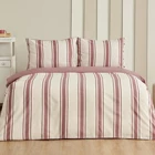 Sarah Anderson Sies Pamuklu 4 Mevsim 200 x 220 cm Çarşaflı Çizgili Çift Kişilik Nevresim Takımı Bordo