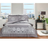 Taç Laigna Saten 4 Mevsim 200 x 220 cm Çarşaflı Desenli Çift Kişilik Nevresim Takımı Vizon