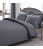Taç Basic Stripe Pamuklu 4 Mevsim 200 x 220 cm Çarşaflı Düz Çift Kişilik Nevresim Takımı Antrasit