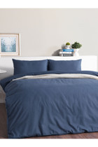 Doqu Home Pure Pamuklu 4 Mevsim 200 x 220 cm Çarşaflı Düz Çift Kişilik Nevresim Takımı Lacivert