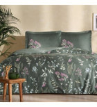 Taç Ruth Saten 4 Mevsim 200 x 220 cm Çarşaflı Desenli Çift Kişilik Nevresim Takımı Yeşil